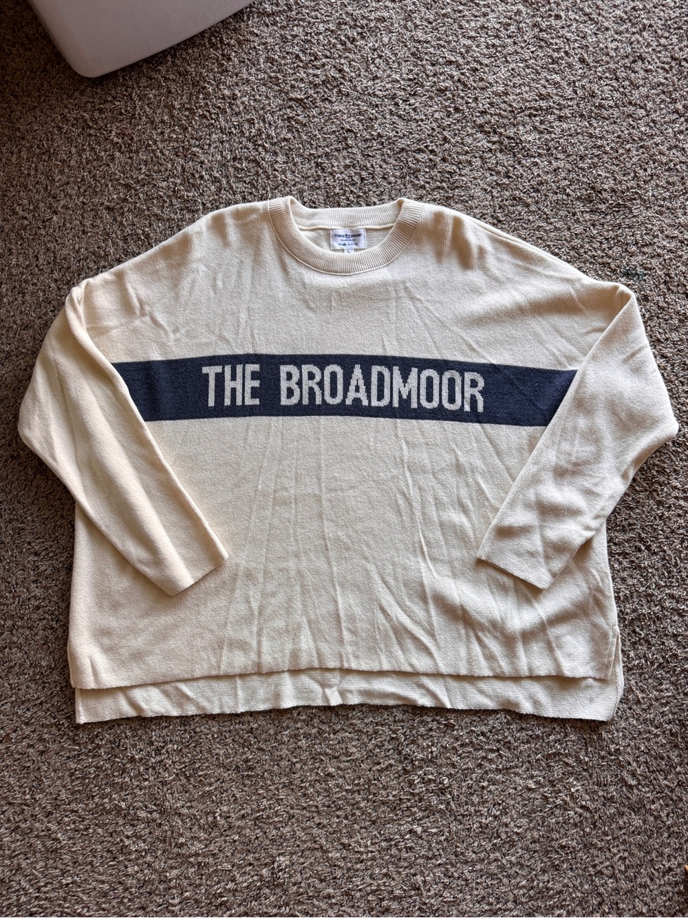 Town Pride Broadmoor Colorado Oversized Sweater Neutral Cream Navy Women Large